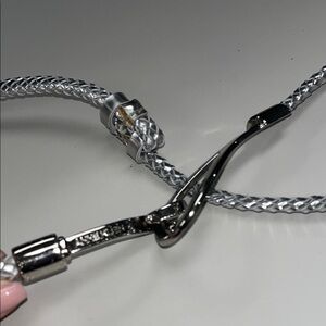 Anne Klein Silver tone Braided Belt size medium/ large 38” inches